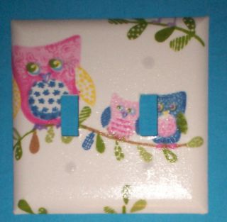   Owl double Switchplate light switch made with Pottery Barn kids fabric
