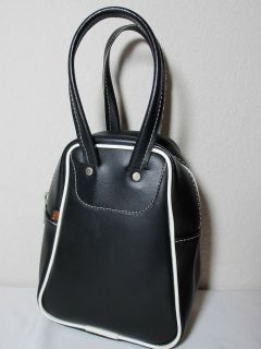 Paul Frank Black White Faux Leather Bag Purse Tote Shopper Handbag