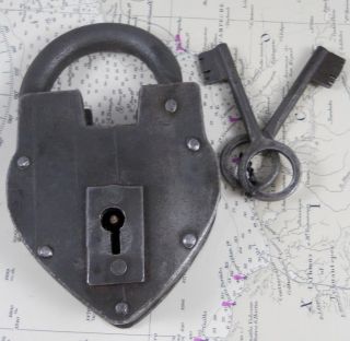   Antique Reproduction Heart Padlock with Keys Padlocks Reproductions