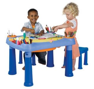 Keter Creative Play Table + 2 Stools Indoor/Outdoor Play Garden 