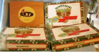 FOUR EMPTY WOOD CIGAR BOXES 1 OLOR PARROT & LATCH 3   MONTESINO GREAT 