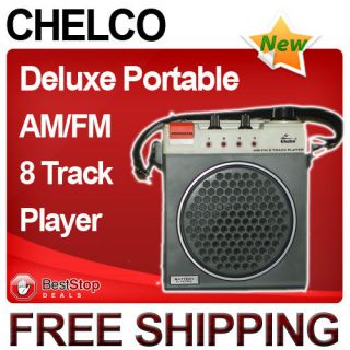 Chelco Portable 8 Track Tape Player with AM / FM Radio + Shoulder 