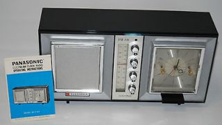 1974 PANASONIC (RC 7167) Solid State FM AM Clock Radio w/ Manual