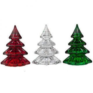 WATERFORD CRYSTAL Set of 3 Mini Christmas Trees EACH 3 RED GREEN 