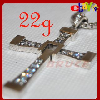   Dominic Toretto 925 Fast and Furious Silver Cross Pendant Necklace DHL