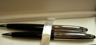 CROSS BLACK LAQUERED PEN & PENCIL SET .09mm pencil gift box free fast 
