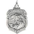   Protect Police Patron Saint Badge Medal .925 Sterling Silver 3/4 L
