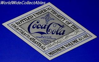 ORIG. 1960s Coca Cola Company Promotion Diamond Label for Straight 