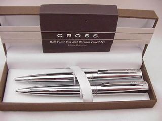 CROSS ELEGANT TWIST PEN AND PENCIL SET ATHENS GOLD AND CHROME NEW