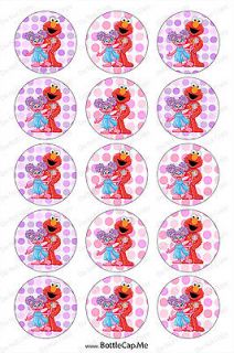   Elmo and Abby Sesame Street pink bottle Cap Images On Photo paper