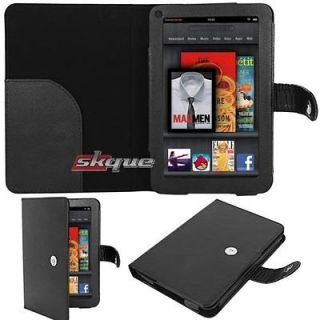 Black Folio Flip Leather Case Cover Carrying Bag For  Kindle 