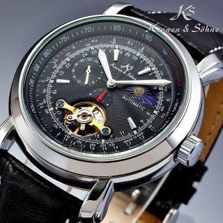   KS Luxury Tourbillion Moon Phase Automatic Mechanical Mens Wrist Watch