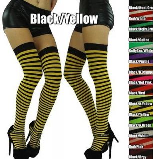   Bright Soft Striped Athletic Thigh High Socks Over The Knee Warm Tight
