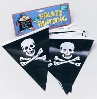 PIRATE THEME BUNTING SKULL & CROSSBONES BLACK FLAGS PARTY BUNTING 