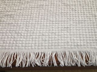 Vintage White Chenille Popcorn Bedspread with Fringe 72x114 Twin Size 