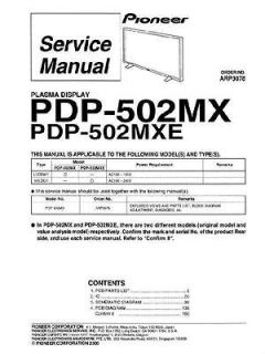 Pioneer PDP 502MX Plasma TV Service Manual