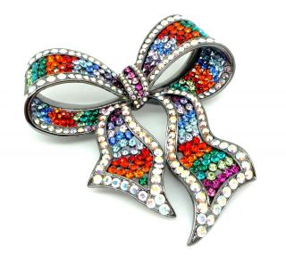 Butler and Wilson Large Multi Crystal Bow Brooch