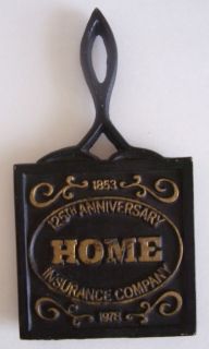 HOME INSURANCE Fire Companys 125 Year Anniversary Plaque/Plate SIGN 