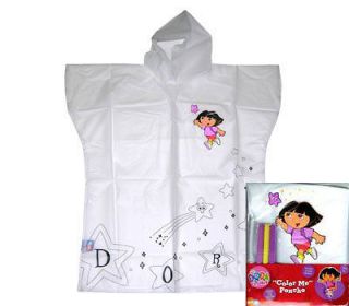 Nick Jr Dora The Explorer Kids Girls Rain Coat Poncho w/ Markers 3 