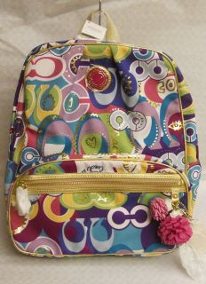 NWT Coach 19432 Signature Print Poppy Backpack NWT Multi Color