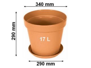 Terracotta colour flower pot with saucer plastic ø 34 cm
