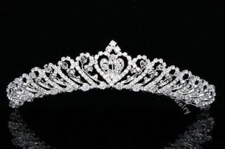 Bridal Rhinestone Crystal Heart Prom Wedding Crown Tiara 8732