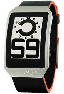 Phosphor E Ink Digital Hour Gents Watch with Black Leather Band DH02