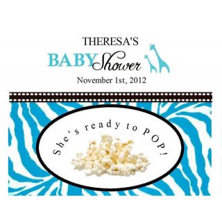 60 INDIVIDUAL MICROWAVE POPCORN LABELS PERSONALIZED FOR BABY, BRIDAL 