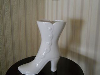 Ceramic Shoe/ Boot ELPA Alcobaca Portugal White High Heel