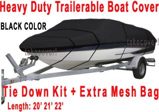 20 21 22 V Hull Fish/Ski Trailerable Boat Cover Color Black All 