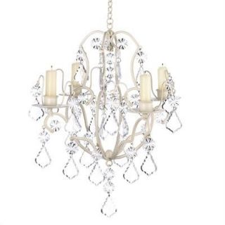 Shabby French Chic Ivory Baroque chandelier candle holder with prisms