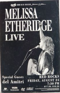 MELISSA ETHERIDGE 1990 DENVER CONCERT TOUR POSTER
