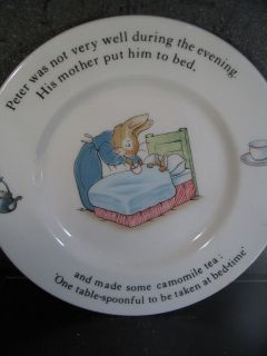 Beatrix Potter Wedgwood PETER RABBIT PLATE Rabbit Sick in Bed 6 3/4 