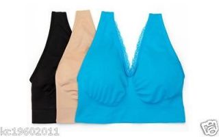 Rhonda Shear 3 pack Ahh Bra with Removable Pads   NEW Blue Set