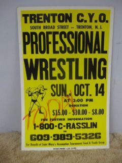 Vintage Pro Wrestling Event Poster Trenton CYO Trenton, NJ
