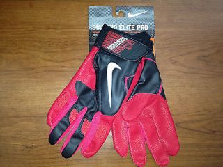Nike Diamond Elite Pro Adult Batting Gloves sz L Red/Blck NEW $40 
