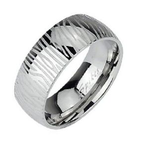   Stainless Steel Couples Engraved Zebra Design Band Ring   Sizes 5 13