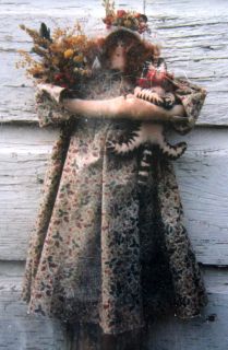  Gatherings Miss Rose & Little Tom cat primitive rag doll pattern 17
