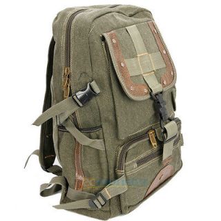  Canvas Backpack Rucksack Shoulders Bookbag Travel Bags Army Green #038