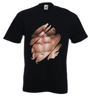   MUSCLE T SHIRT   Fancy Dress Stag Party 6 Abs Muscles   Size S to XXXL