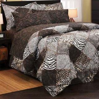   LEOPARD ANIMAL PRINT 8pc Queen Size Comforter Sheets Bed in Bag Set