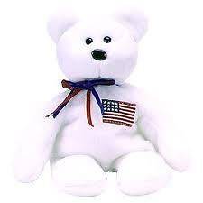 RARE&RETIRED TY BEANIE BABY~LIBEARTY THE WHITE USA BEAR(ORIGINAL 