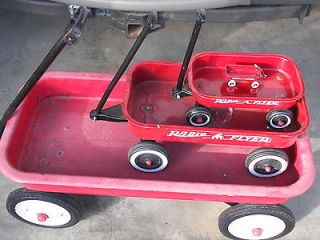 VINTAGE RADIO FLYER ORIGINAL STEEL CLASSIC RED WAGONS  FOUR IN ALL 