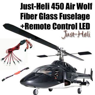    Heli 450 Air Wolf Fiber Glass Fuselage + Remote Control LED ,Airwolf
