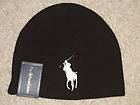 Ralph Lauren BIG PONY Polo Large Winter WOOL Hat Beanie NEW Black 