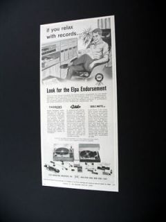ELPA Endorsement Thorens Ortofon Watts 1966 print Ad