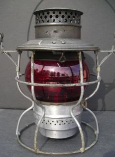   Ry Gulf Colorado & Santa Fe Railroad Lantern w/RED CAST Globe