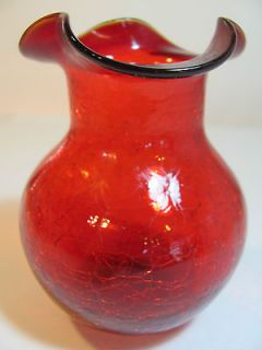 red crackle glass in Glassware