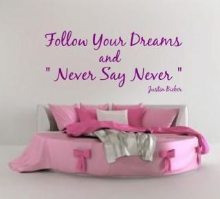 NEVER SAY NEVER Justin Bieber wall art Sticker quote lyrics rc 