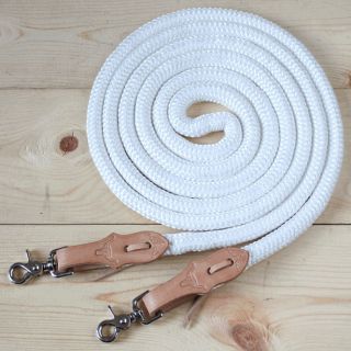 White   Yacht Rope Roping Reins / Shaped slobber straps